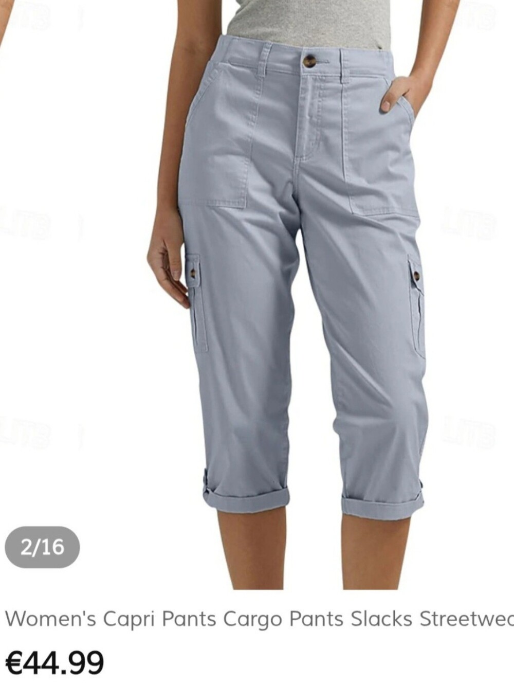 Lee Flex To Go Gray Cargo Capri Pants Stretch Cotton Revolutionary Fit 10/Medium